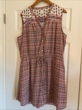 GAP Sleeveless Midi Dress in Pink and White Floral Print silky with pockets!